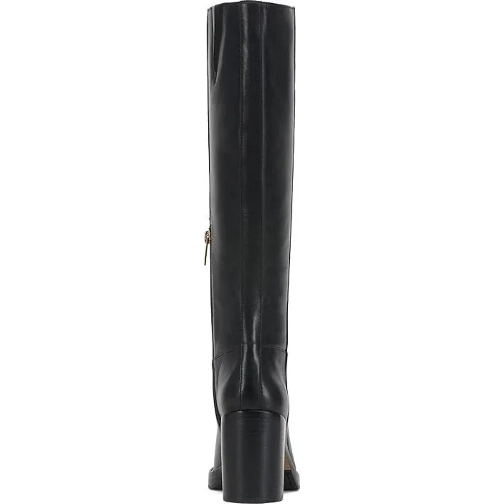Vince Camuto Gibi Women's Knee High Boots Size 7 Wide Black Nappa Leather Heeled